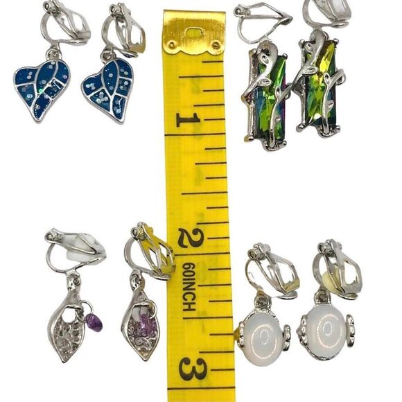 Set of 4 Silver tone clip on earrings - Picture 4 of 6